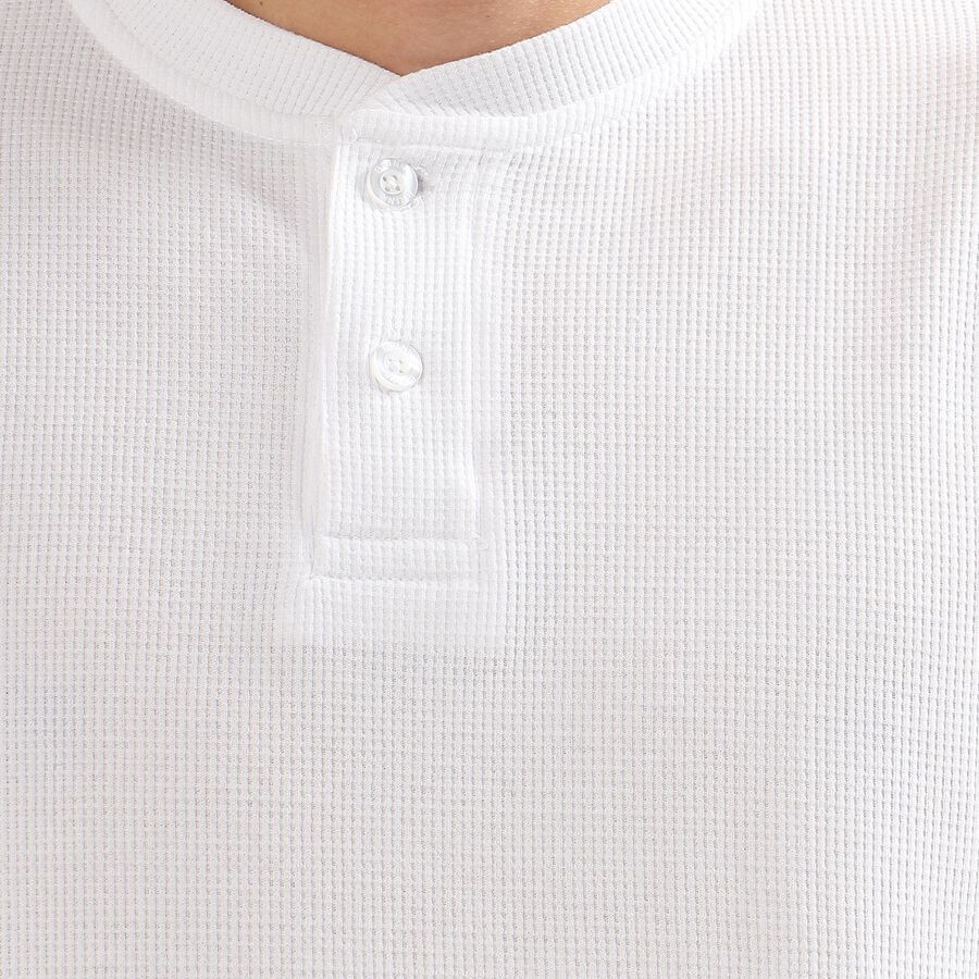 Men's Bright White Henley Neck Casual T-Shirt, White, large image number null