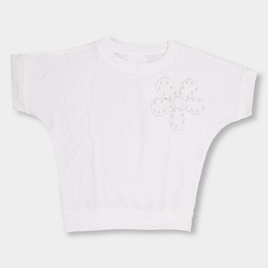 Girls' T-Shirt, सफ़ेद, large