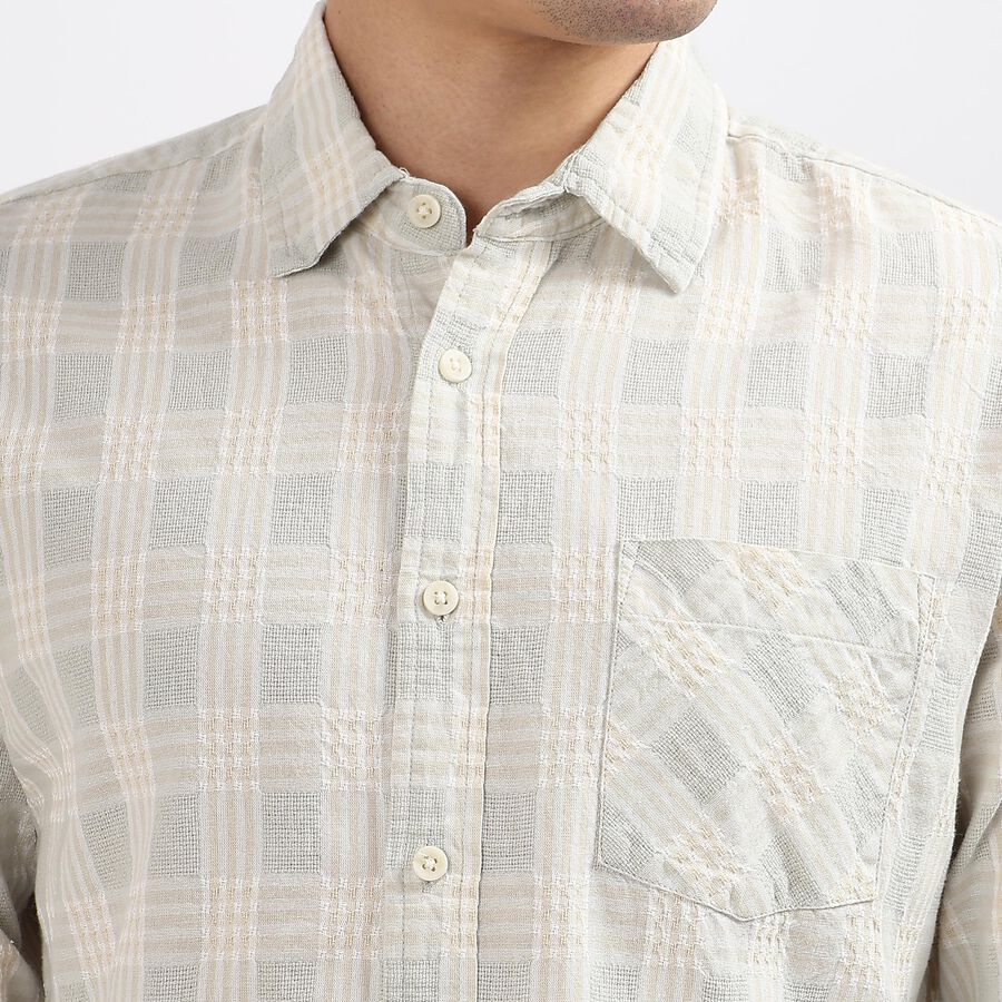 Men's 100% Cotton Casual Shirt, Light Green, large image number null