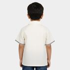 Boys White Camp Collar Casual Shirt, White, small