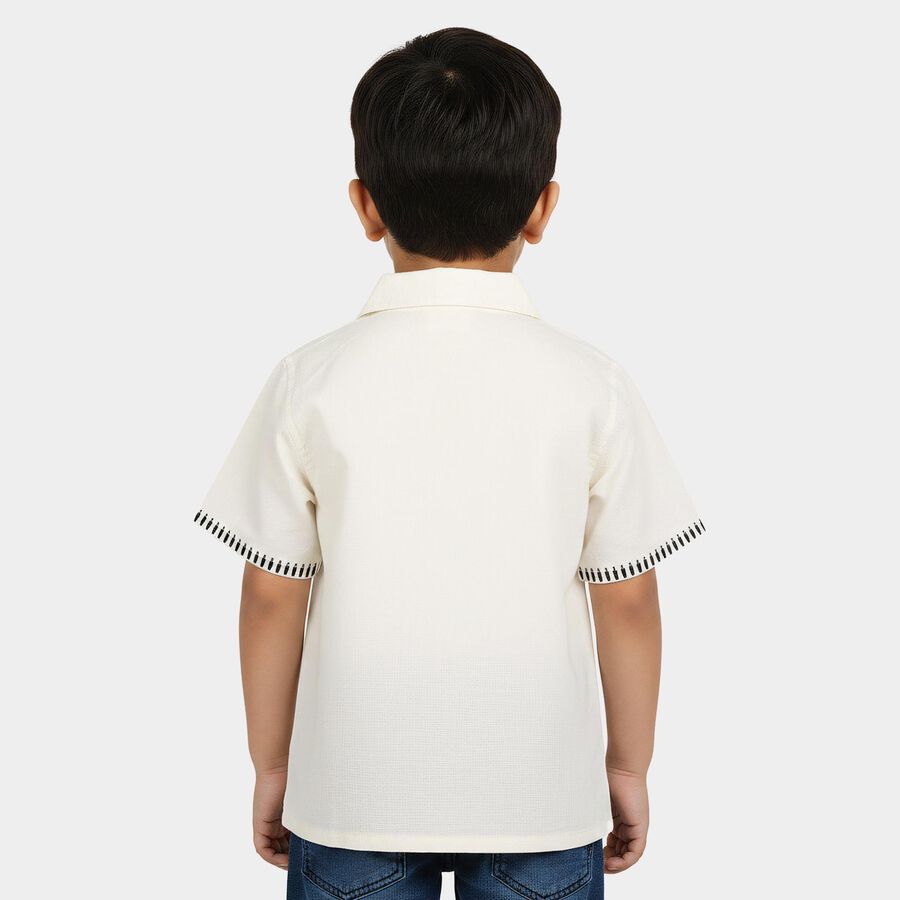 Boys White Camp Collar Casual Shirt, White, large