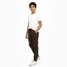 Boys Deep Chocolate Brown Regular Fit Cargo Trousers, Brown, small image number null