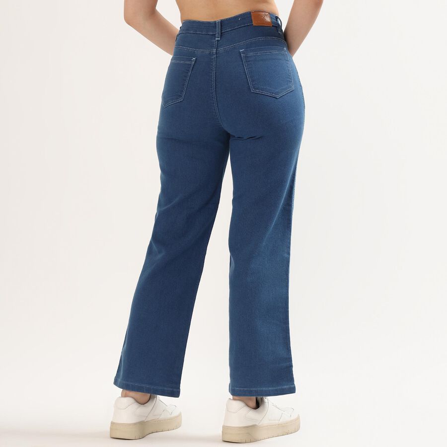 Women's Deep Steel Blue Straight Fit Jeans, Mid Blue, large image number null