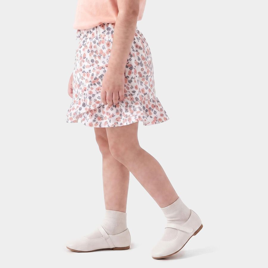 Girls' Light Pink Floral Wrap Skirt, हल्का गुलाबी, large