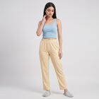Women's Beige Straight Fit Geometric Printed Lounge Pyjama, गहरा पीला, small
