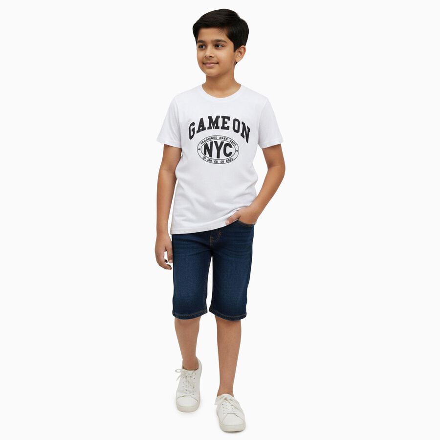 Boys' Half Sleeves T-Shirt, White, large image number null