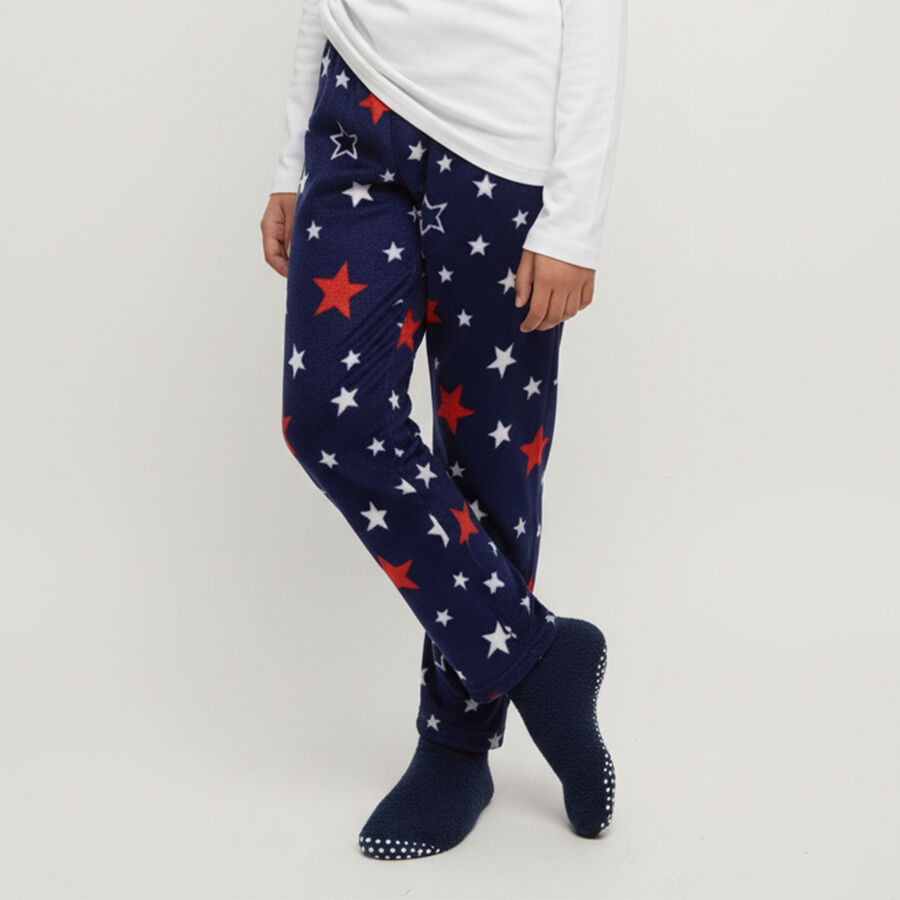 Girls' Navy Blue Star Printed Winter Pyjama, नेवी ब्लू, large image number null