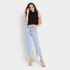 Washed High Rise Wide Leg Jeans, Light Blue, small image number null