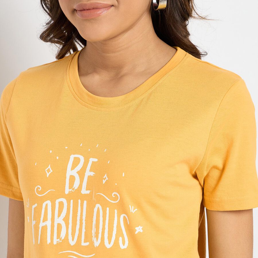 Ladies' Round Neck T-Shirt , मस्टर्ड, large image number null