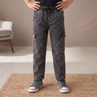 Boys' Black Relaxed Fit Cargo Jeans, Black, small