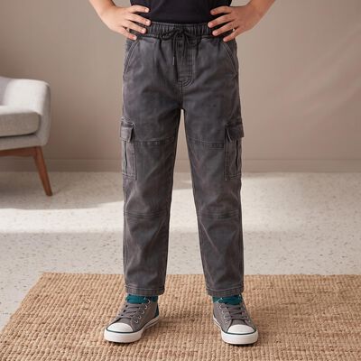 Boys' Black Relaxed Fit Cargo Jeans