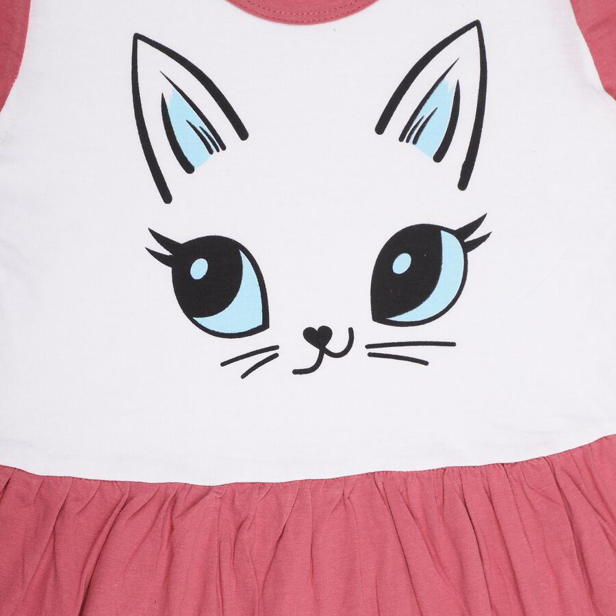 Girls' 100% Cotton Frock, Pink, large image number null