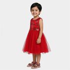 Girls' Red Sequin Bodice Fit and Flare Frock, Red, small