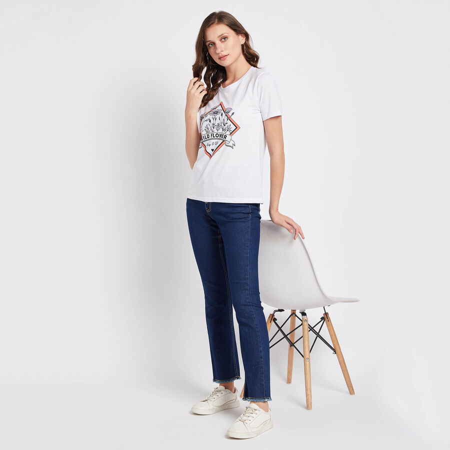 Round Neck T-Shirt, White, large image number null