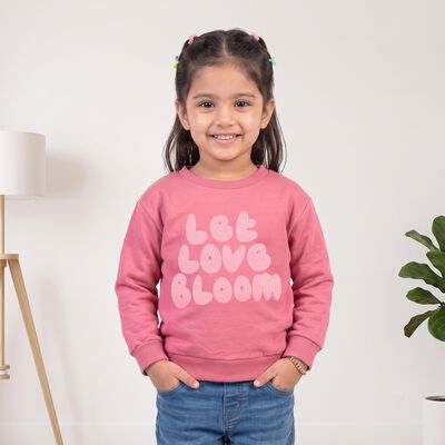 Girls Purple Crew Neck Pullover Sweatshirt