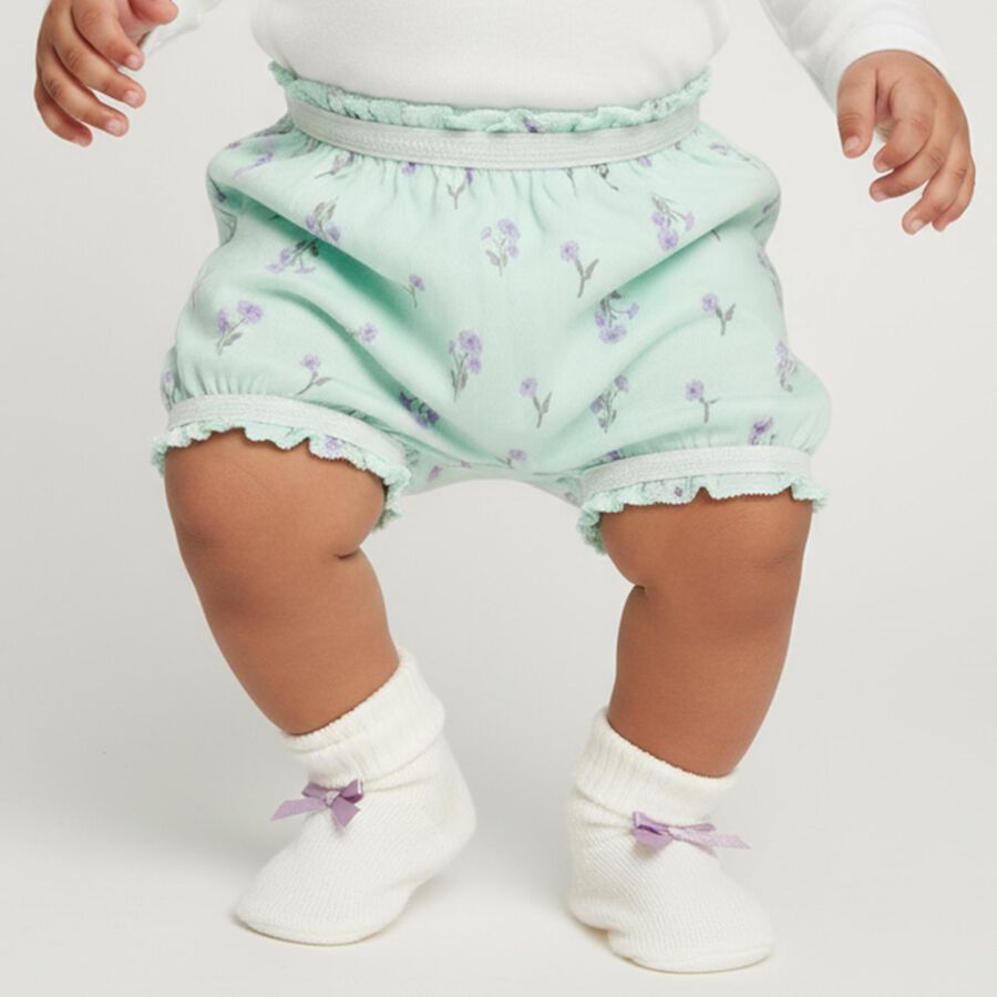 Infant Mint Green Regular Fit Floral Print Bloomers, हल्का हरा, large image number null