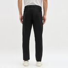 Men's Jet Black Slim Fit Cross Pocket Casual Trousers, Black, small image number null