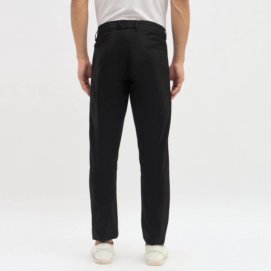 Men's Jet Black Slim Fit Cross Pocket Casual Trousers, Black, large image number null