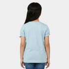 Girls Light Blue Cotton Round Neck Regular T-Shirt, Light Blue, small