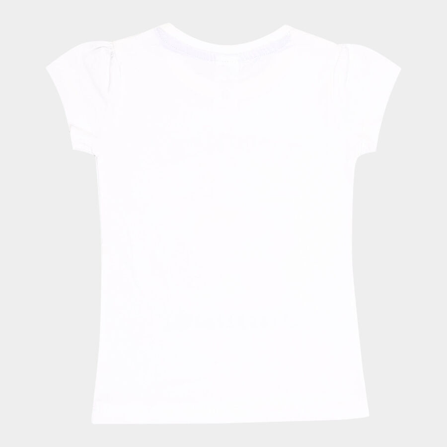 Girls Cotton T-Shirt, Off White, large image number null