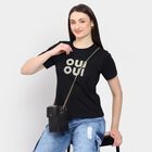 Ladies' 100% Cotton Round Neck T-Shirt, Black, small