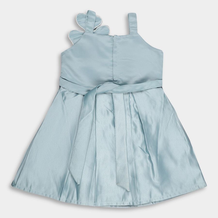 Girls' Light Sky Blue Rhinestone Embellished Party Wear Frock, Light Blue, large image number null