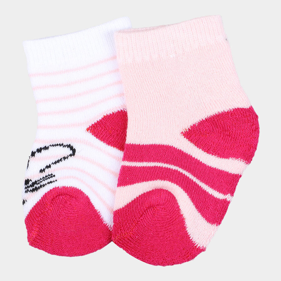 Infants Cotton Stripes Socks, Pink, large image number null