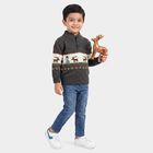 Boys' Charcoal Mock Neck Printed Pullover, चारकोल, small