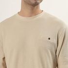 Men's Light Oatmeal Beige Round Neck Minimalist T-Shirt, Beige, small
