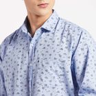 Printed Slim Fit Casual Shirt, Light Blue, small image number null