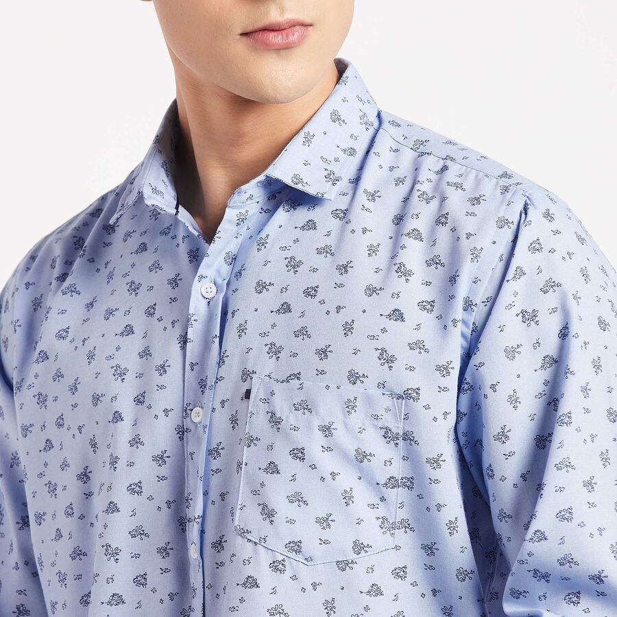 Printed Slim Fit Casual Shirt, Light Blue, large image number null