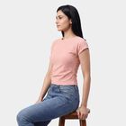Women's Pink Neck Top, Pink, small