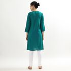 Women's Dark Teal Green Square Neck Embroidered Kurta, Dark Green, small image number null