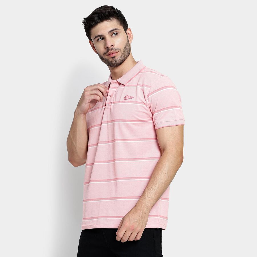 Men's Collared Half Sleeves T-Shirt , गुलाबी, large image number null