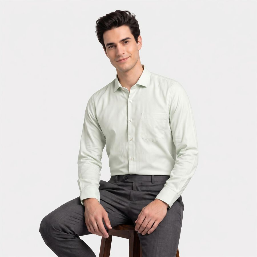 Men Mint Green Regular Fit Formal Shirt, Light Green, large