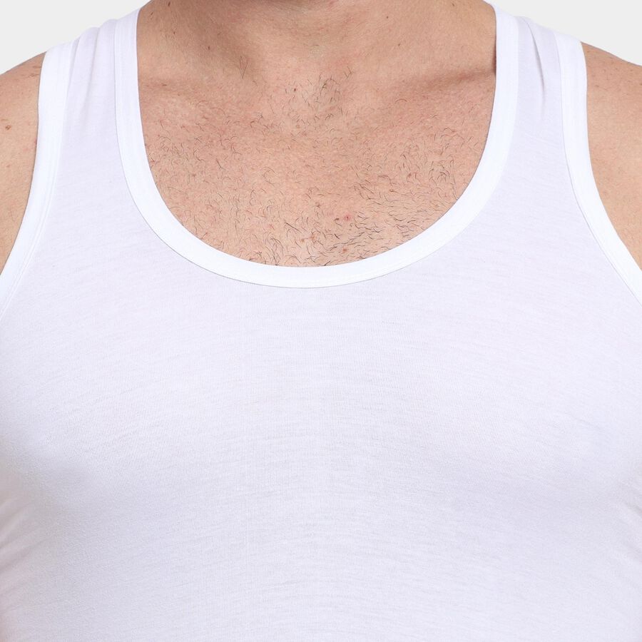 Men's 100% Cotton Vest , White, large