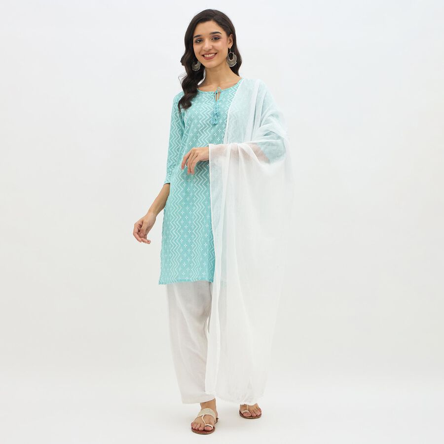 Women's Bright White Solid Dupatta, White, large image number null