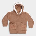 Infants Warm Chestnut Brown Hooded Casual Pullover, भूरा, small image number null