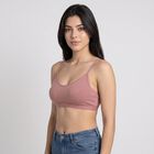 Women's Brown Cotton Blend Scoop Neck Bralette Bra, भूरा, small