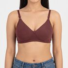 Women's Brown Cotton Blend V Neck Bralette Bra, भूरा, small