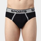 Men's Navy Blue Regular Fit Logo Waistband Briefs, नेवी ब्लू, small