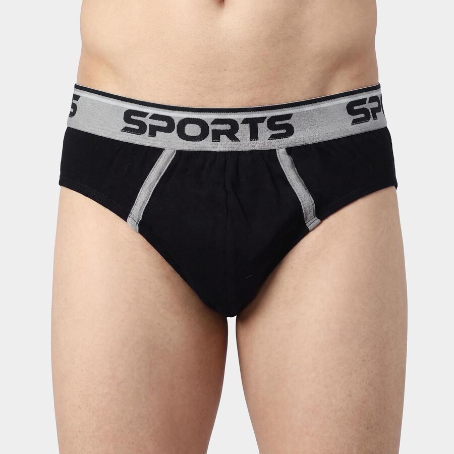 Men's Navy Blue Regular Fit Logo Waistband Briefs, नेवी ब्लू, large