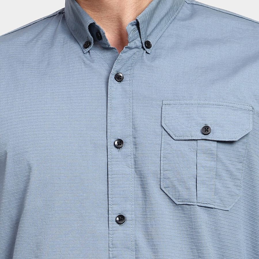 Men's 100% Cotton Casual Shirt, Mid Blue, large image number null