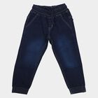 Boys' Navy Blue Jogger Fit Washed Jeans, गहरा नीला, small