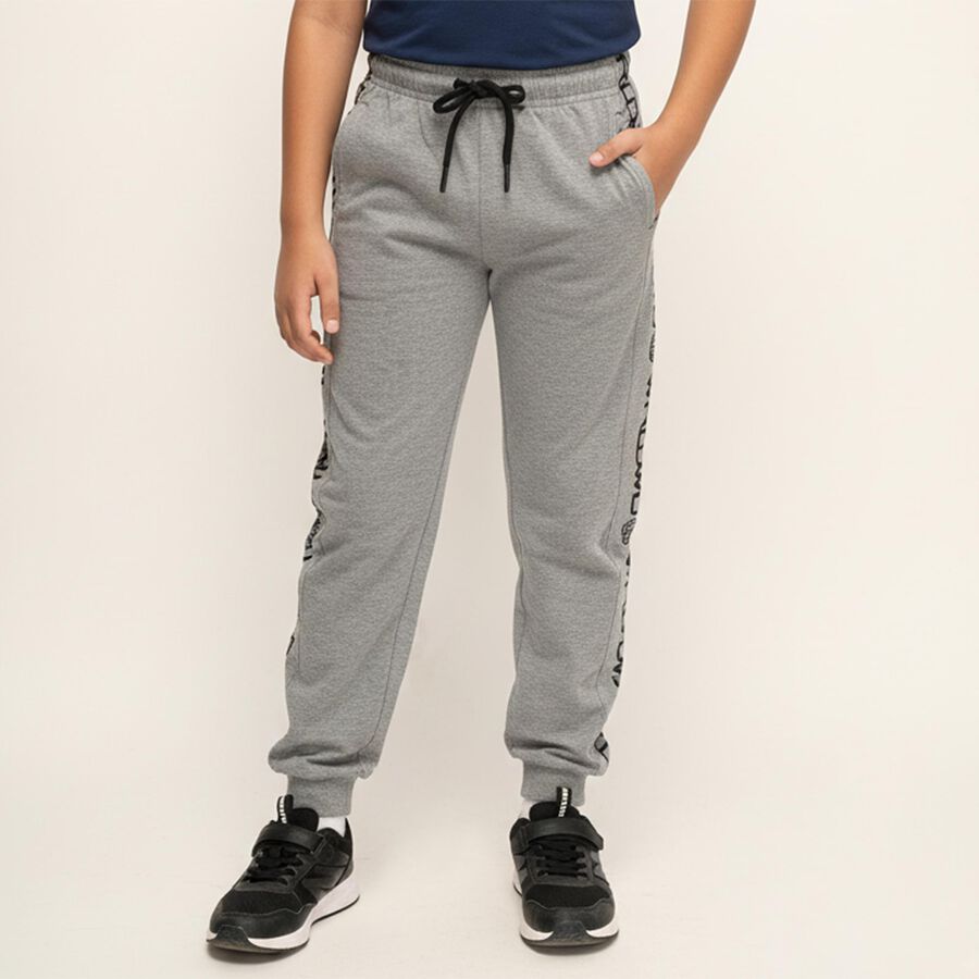 Boys' Light Grey Printed Cotton Blend Pyjama, मिश्रित हल्का ग्रे, large image number null