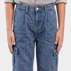 Boys Blue Relaxed Fit Cargo Jeans, Mid Blue, small