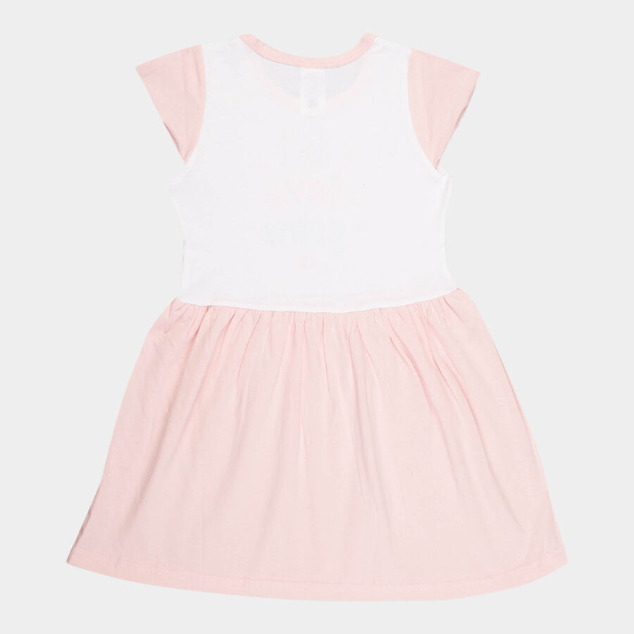 Girls Cotton Frock, Peach, large image number null