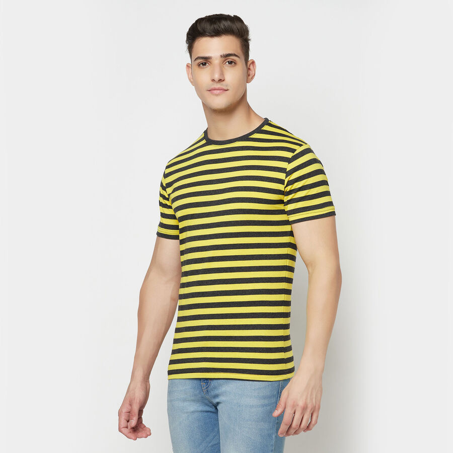 Stripes Round Neck T-Shirt, Yellow, large image number null