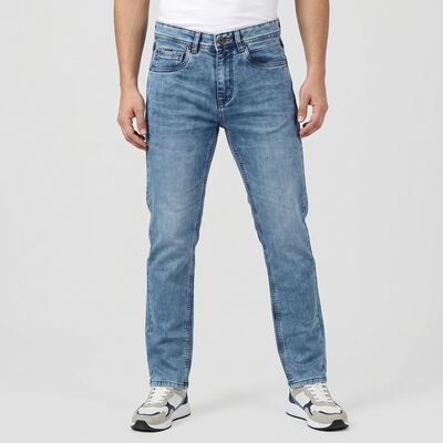 Men's Light Blue Slim Fit Washed Jeans