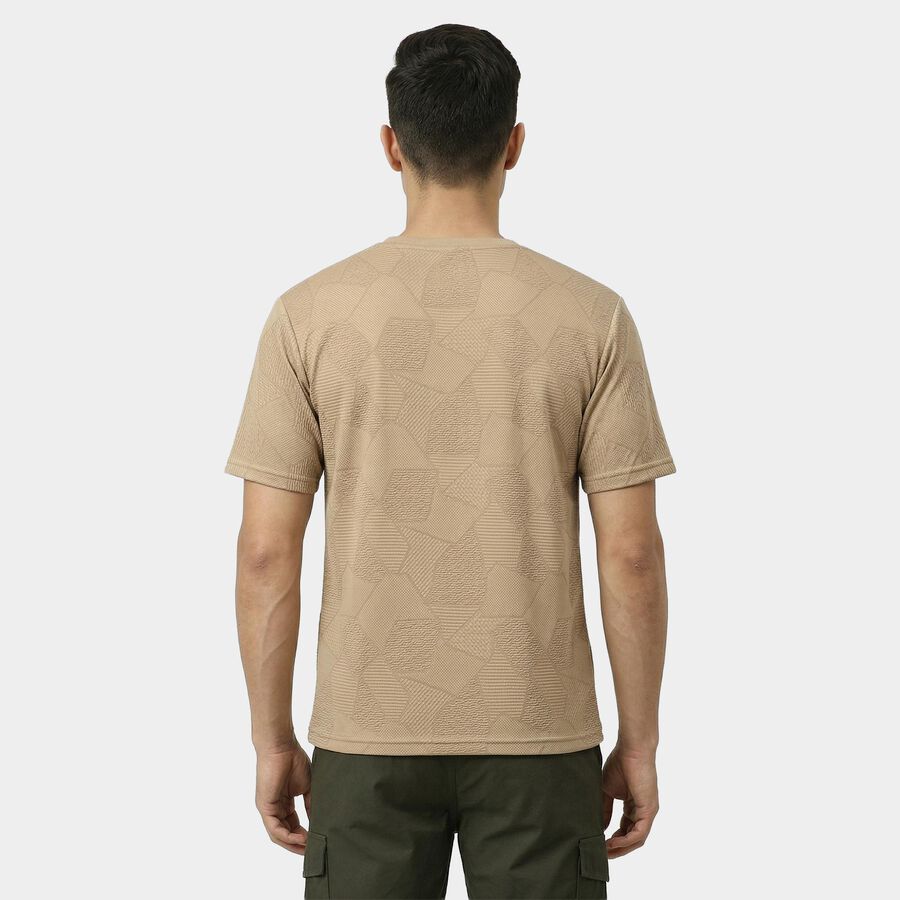 Men's Beige Athleisure T-Shirt, गहरा पीला, large